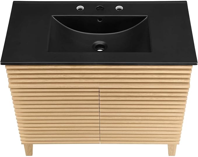Modway Render 36" Bathroom Vanity in Oak Black