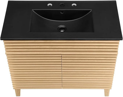 Modway Render 36" Bathroom Vanity in Oak Black