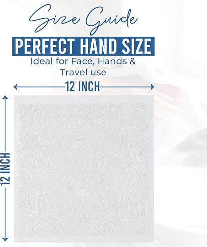 DAN RIVER 24 Pack Cotton Wash Cloths Set for Showering [12x12] White | Lighter Weight, Quick to Dry, Super Soft & Absorbent Face Towels, Hotel Quality, Perfect for Bathroom, Gym, Spa