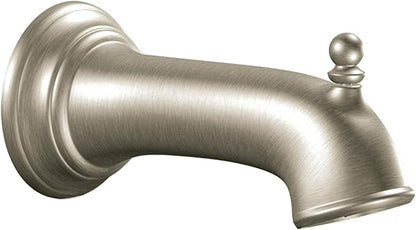 Moen Brantford Brushed Nickel Replacement 7.25-Inch Tub Diverter Spout with 1/2-Inch Slip Fit Connection, 3857BN
