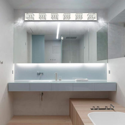 6-Light Bathroom Vanity Lights - LED Chrome Bathroom Lighting Fixtures Over Mirror - 36W Modern Vanity Lights for Bath Wall - Crystal Vanity Light Bar Cool White Light