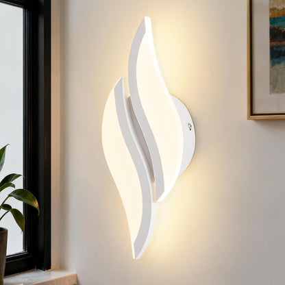 CANEOE Modern LED Wall Sconce 3000K White Indoor Wall Light Fixtures Acrylic Wall Sconce Lighting for Living Room Bedroom Bedside Bathroom Hallway Stairway Wall Lamp (White, 1 Pack,3000K)