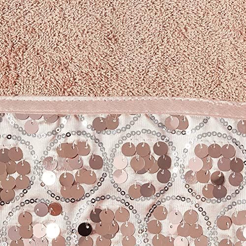 Zahari Home Sinatra Modern Bathroom Towel Set 3 Piece Towel Blush Bath Towel, Hand Towel and Wash Towel Luxury Contemporary Bling Blush Bath Towel Sets Soft Plush and Highly Absorbent