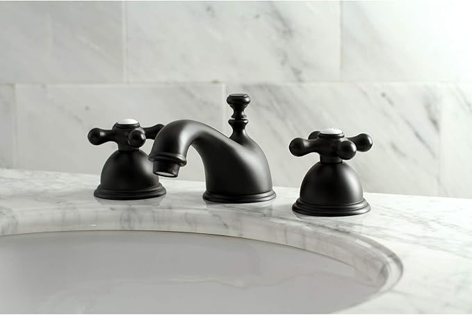Kingston Brass KS3960AX Restoration Widespread Bathroom Faucet, Matte Black,6.5 x 3.5 x 3.06