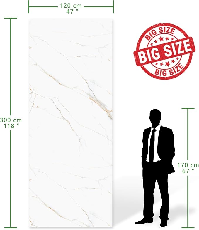 Marble Peel and Stick Waterproof Wall Paneling, 118" x 47" Statuario Gold Glossy Finish Self-Adhesive Backsplash Tile Vinyl Wall Panel for Kitchen Bathroom Wall Decor, Covers 38.75 Sq. Ft.