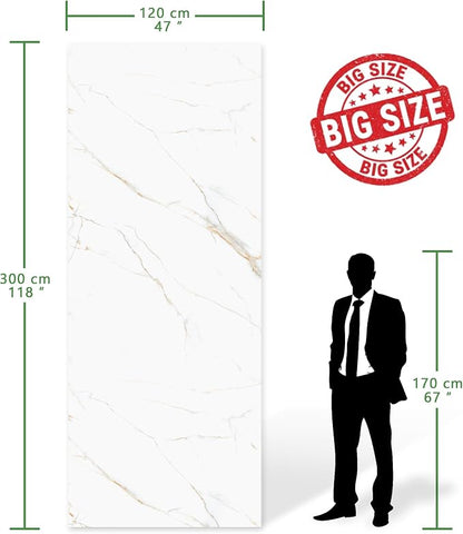 Marble Peel and Stick Waterproof Wall Paneling, 118" x 47" Statuario Gold Glossy Finish Self-Adhesive Backsplash Tile Vinyl Wall Panel for Kitchen Bathroom Wall Decor, Covers 38.75 Sq. Ft.