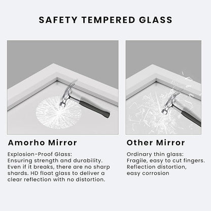 Bathroom Mirror for Wall, 50x36 Inch (White) | HD Reflection, Tempered Glass, Thick Metal Framed Rectangle Mirrors for Over Sink, Vanity, Bedroom, Living Room, Entryway.