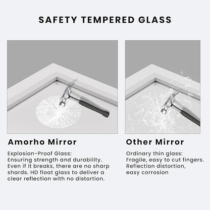 Bathroom Mirror for Wall, 72x32 Inch (White) | HD Reflection, Tempered Glass, Thick Metal Framed Rectangle Mirrors for Over Sink, Vanity, Bedroom, Living Room, Entryway