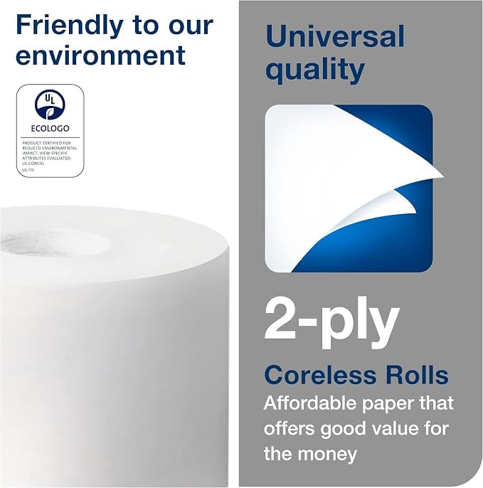 Tork Coreless High-Capacity Toilet Paper Roll T7, 36 x 1100 sheets, 472882 | White, Universal, 2-ply