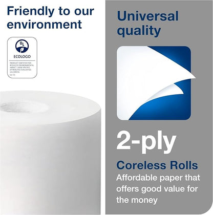 Tork Coreless High-Capacity Toilet Paper Roll T7, 36 x 1100 sheets, 472882 | White, Universal, 2-ply