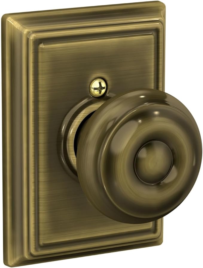 SCHLAGE F10GEO609ADD Addison Collection Georgian Passage Knob, Antique Brass