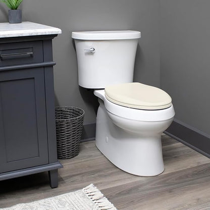 Mayfair Aurora Slow Close Toilet Seat, Easy Clean Hinges and Adjustable Perfect Fit Plastic Seat, Made in USA, Round, Biscuit