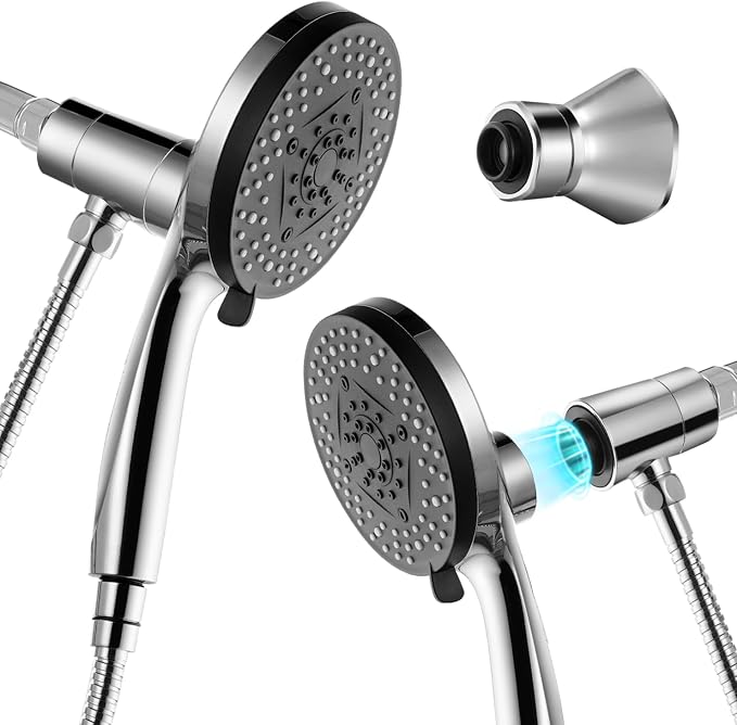 High Pressure Shower Head with Magnetic Shower Base | High Pressure 10-setting Shower Head with Hose,Magnetic Bracket,59 Inches Stainless Steel Shower Hose,Magnetic Shower Base