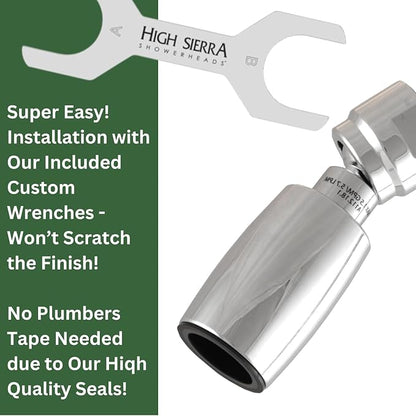 High Sierra® Classic™ Solid Metal 1.5 GPM Award Winning, Ultra Low Flow Shower Head. Patented Nozzle Never Clogs. Long Nut Hides Shower Arm Threads. Oil Rubbed Bronze Finish