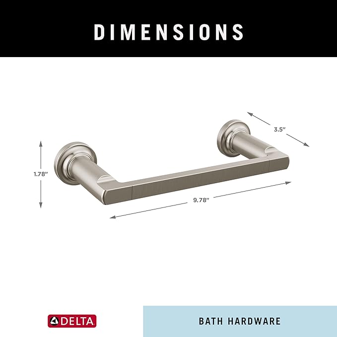 DELTA FAUCET 78908-SS Tetra 8 in. Hand Towel Bar Bath Hardware Accessory in Stainless Steel (Pack of 3)