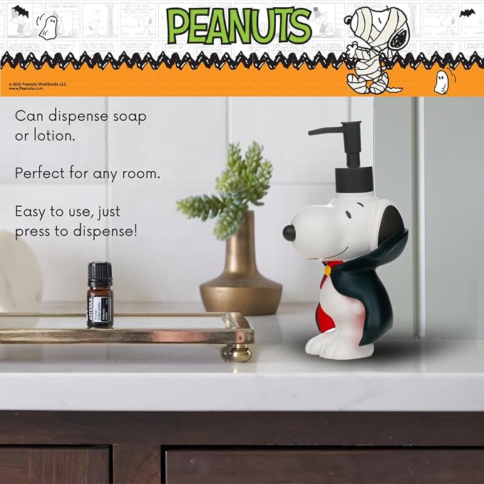 Peanuts Snoopy Vampire Soap/Lotion/Hand Sanitizer Resin Pump Dispenser, 14.81 Ounces, (Officially Licensed Product) by Franco