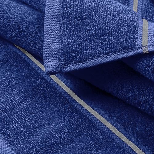 MyOwn Ultra Soft 6 Pack Cotton Towel Set, Contains 2 Bath Towels 28x55 inch, 2 Hand Towels 16x24 inch & 2 Wash Coths 12x12 inch, Ideal Everyday use, Compact & Lightweight - Navy Blue