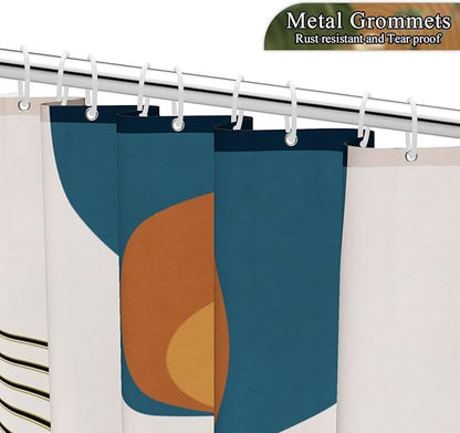 Boho Shower Curtain for Bathroom Modern Mid Century Plant Palm Leaves Bath Curtain Modern Minimalist Geometric Arch Bath Decor Waterproof Polyester Fabric Curtains Set 72x78 inch