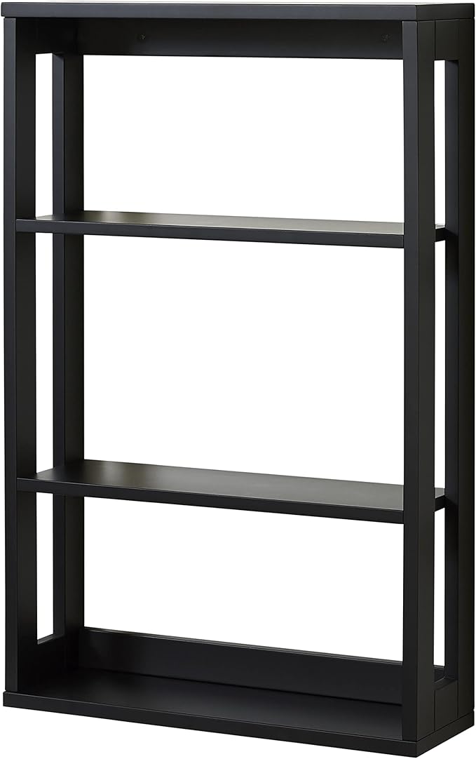 Zenna Home Wall Mounted Storage Shelf, Wood Space Saving Storage Organizer with 4 Shelves, Shelving Unit for Small Spaces like Bathroom and Kitchen, Black