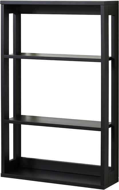 Zenna Home Wall Mounted Storage Shelf, Wood Space Saving Storage Organizer with 4 Shelves, Shelving Unit for Small Spaces like Bathroom and Kitchen, Black