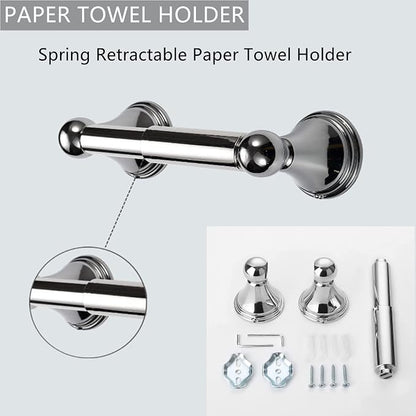 8Pcs Polished Chrome Bathroom Accessories Set Towel Racks for Bathroom | 24 Inch Bath Towel Bar Set, SUS 304 Stainless Steel Bathroom Hardware Set, Towel Racks for Bathroom Wall Mounted