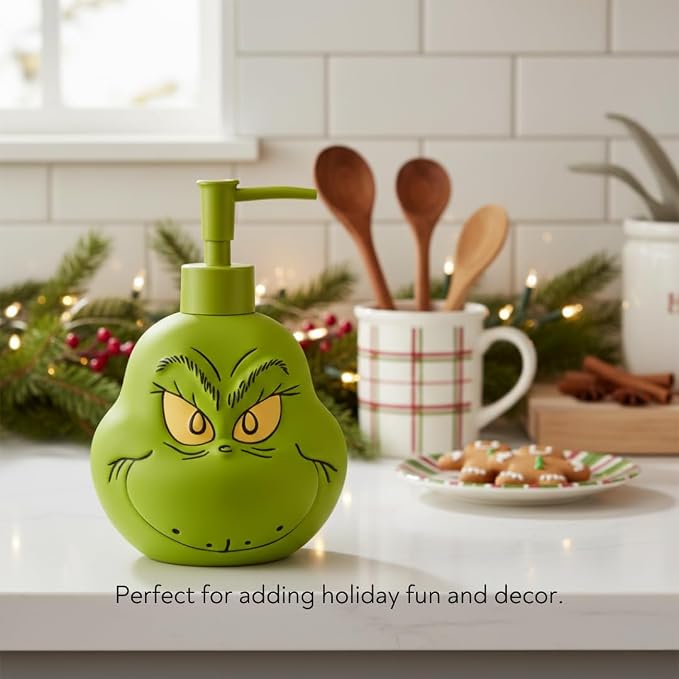 Dr. Seuss The Grinch Holiday Christmas Soap/Lotion/Hand Sanitizer Resin Pump Dispenser, 18.28 Ounces, (Officially Licensed Product) by Franco Collectibles