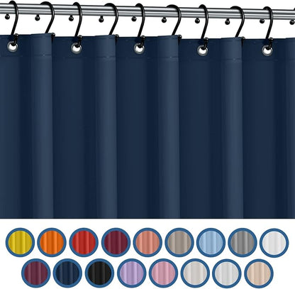 No Smell Shower Curtain Liner 72x72 Navy - PEVA Plastic Shower Curtain for Bathroom, PVC-Free Waterproof Navy Blue Shower Liner with Metal Grommets and Magnet-Weighted Bottom Hem - Washable Liner