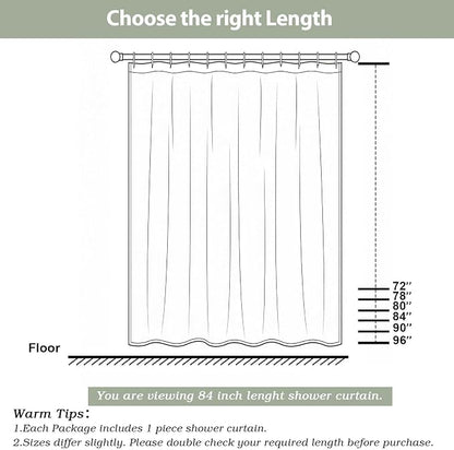 Cream Shower Curtain for Bathroom 84 Inches Eatra Long, Elegant 3D Embossed Textured Cloth Waffle Shower Curtain, Modern Luxury Hotel Style, Water Repellent, Machine Washable, 72X84, Cream