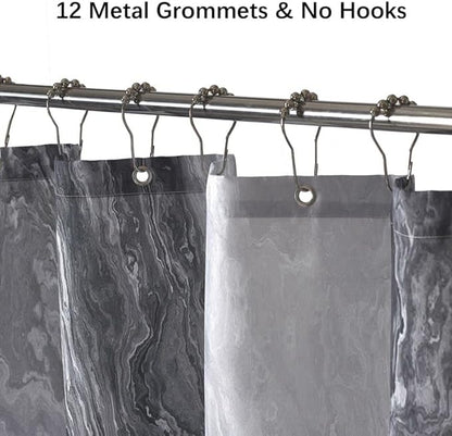 Grey Shower Curtain Marble Texture for Bathroom, Grey Polyester Fabric Waterproof Bathroom Decor,72 x 72 Inch,Standard Size