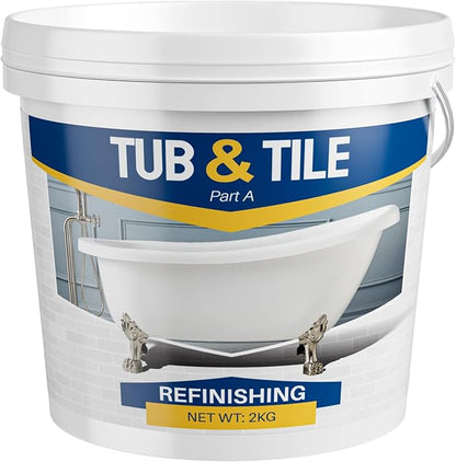 Tub and Tile Refinishing Kit, 66oz White Quick-Dry Tile Paint for Wall & Floor, Sink Bathtub and Toilets Paint for Bathroom, Kitchen, Toilets, Water Based
