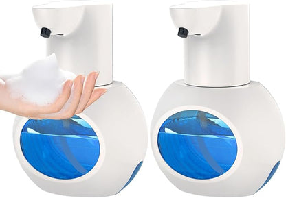 2 Pack Automatic Foaming Soap Dispenser, 15oz/420ml Smart Hand Soap Dispensers, Touchless Wall Mount with 4-level Adjustable, Rechargeable Foaming Hand Soap Dispenser for Bathroom Kitchen Office White