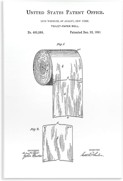 'Toilet Paper Roll Vintage Patent Minimal'| Wall Plaque Art | Stupell Industries | 10 x 15 Inches, Easy to Hang and Sturdy, Made in USA, by Studio W