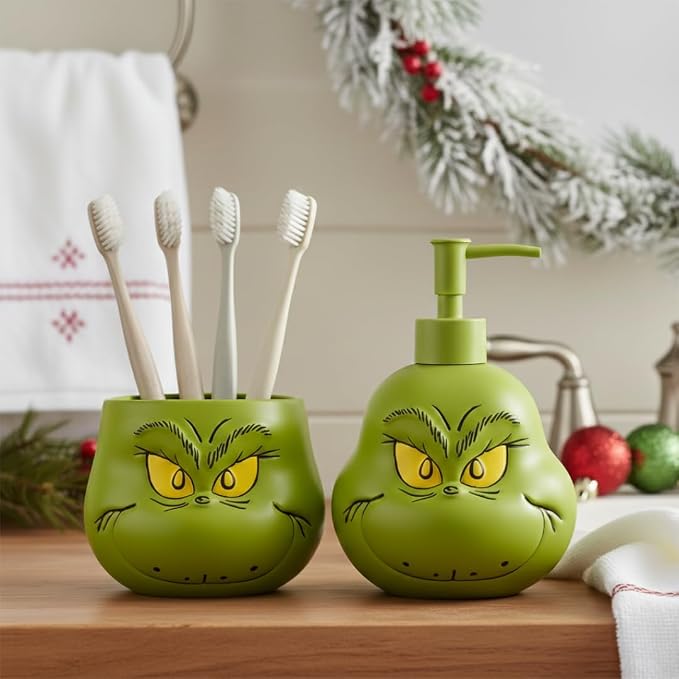 Dr. Seuss The Grinch Holiday Christmas Soap/Lotion/Hand Sanitizer Resin Pump Dispenser, 18.28 Ounces, (Officially Licensed Product) by Franco Collectibles