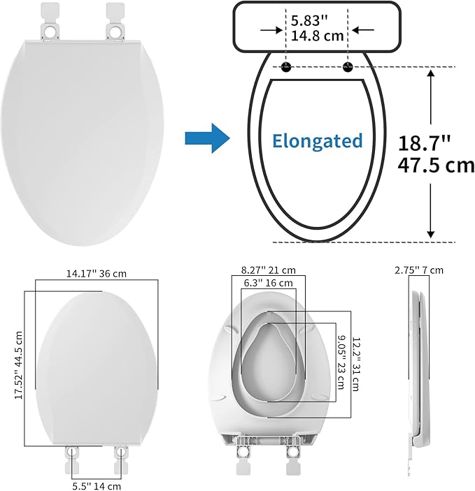 Hibbent Potty Training Toilet Seat, Built-in Magnetic Seat, Lid with Cover, Never Loosen and Slow Close Convertible Toilet Seat for Kids, Adult and Child (White, Elongated)