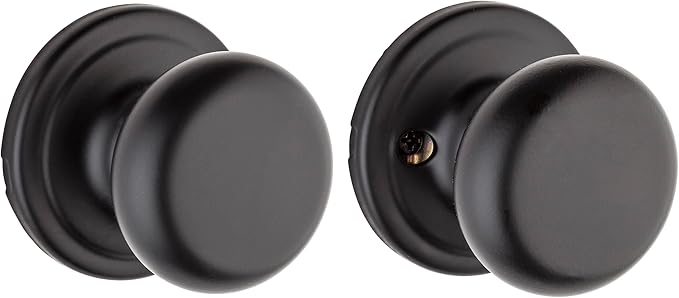 Kwikset Hancock Interior Passage Door Knob, Handle For Closet and Hallway Doors, Non-Locking Doorknob in Matte Black, with Microban Protection