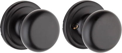 Kwikset Hancock Interior Passage Door Knob, Handle For Closet and Hallway Doors, Non-Locking Doorknob in Matte Black, with Microban Protection