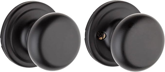 Kwikset Hancock Interior Passage Door Knob, Handle For Closet and Hallway Doors, Non-Locking Doorknob in Matte Black, with Microban Protection
