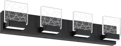 Aipsun Black Bathroom Light Fixtures Modern Vanity Lighting Fixtures LED Vanity Light for Bathroom 4 Light Vanity Lighting 6000K