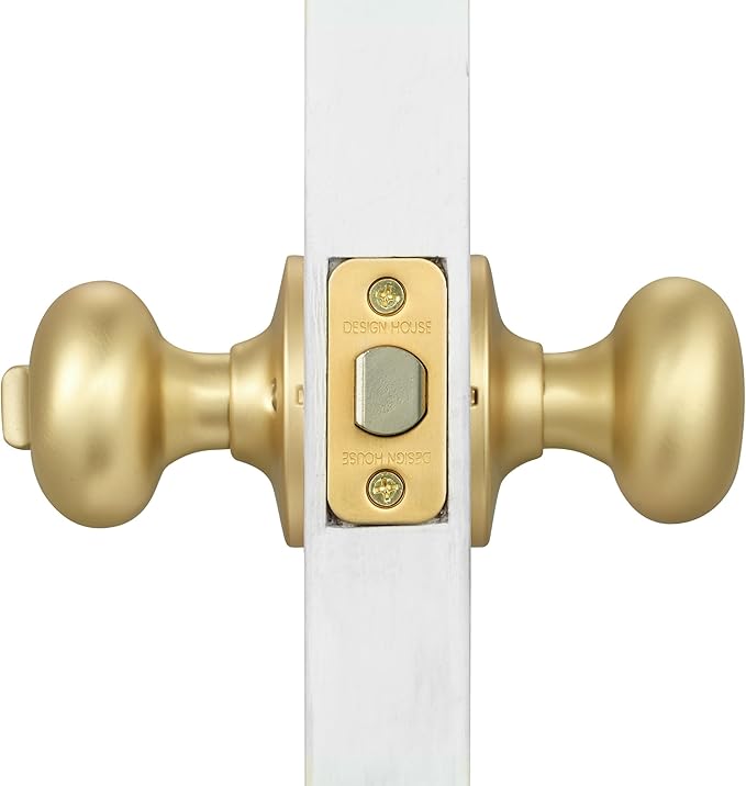 Design House 726968 Cambridge Privacy Bed and Bath Door Knob Satin Gold
