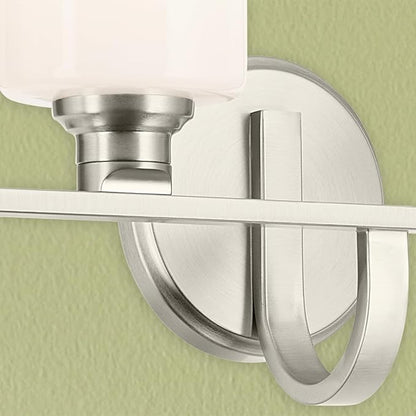 Kichler Gioe 32.25" 4-Light Vanity Light with Opal Glass in Brushed Nickel, Damp Rated, for Bathroom, Powder Room, Over a Mirror, (32.25" W x 10.5" H), 55227NI