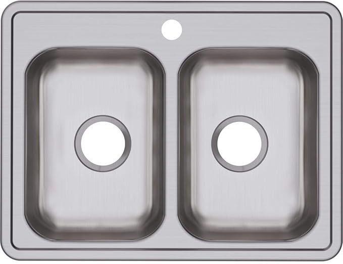 Elkay Dayton D225191 Equal Double Bowl Drop-in Stainless Steel Sink 25 x 19 x 6.25"