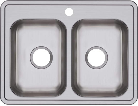 Elkay Dayton D225191 Equal Double Bowl Drop-in Stainless Steel Sink 25 x 19 x 6.25"