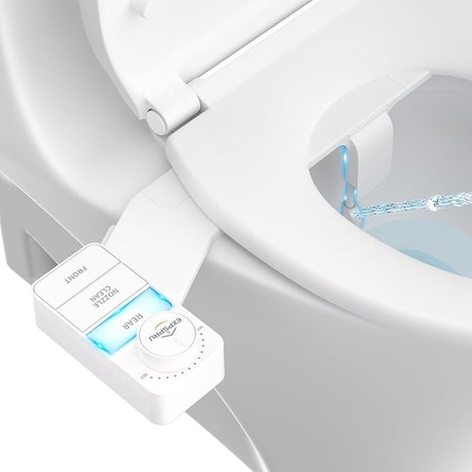 Bidet Attachment for Toilet,Non Electric Ultra-Slim Cold Water Bidet Toilet Seat Attachment,Adjustable Water Pressure,Self-cleaning Dual Nozzle (Frontal & Rear Wash),Easy to Install,White