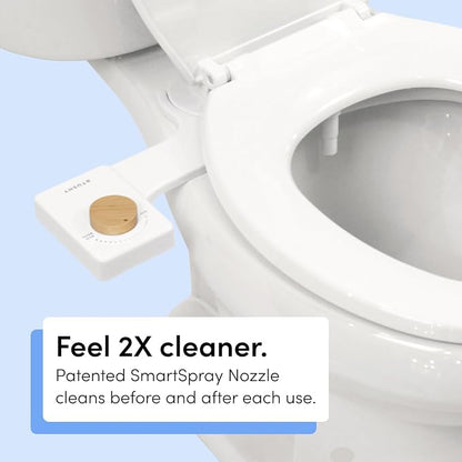 TUSHY Fresh Ultra-Slim Starter Bidet Attachment, Brushed Brass | Non-Electric, Cool Water Rear Wash, Adjustable Pressure, Self-Cleaning, Fits Elongated and Round Toilets, 10 Minute Install