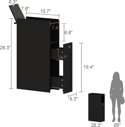 ChooChoo Slim Bathroom Storage Cabinet with Slide Out Drawers | Narrow Storage Organizer with Hidden Storage, Freestanding Toilet Paper Holder, Bathroom Cabinet for Small Places, Black