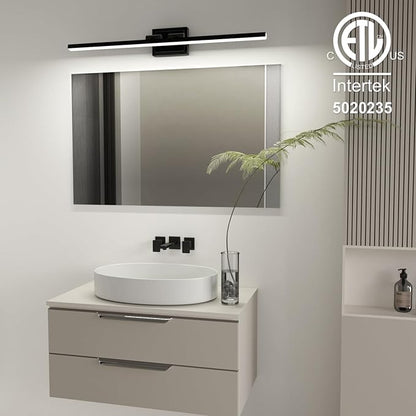 VOLISUN Modern Bathroom Vanity Light 39.4 inch, Rotatable, 24W Dimmable 5CCT Led Bathroom Light Fixture Over Mirror, Black Bar Vanity Light for Bathroom Mirror Cabinets-ETL Certificated