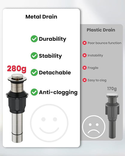 gotonovo Vessel Sink Faucet Modern Tall Bathroom Faucet Single Handle One Hole Stainless Steel Vanity Lavatory Rv Bowl Basin Mixer Tap with Supply Lines and Metal Pop Up Drain, Brushed Nickel