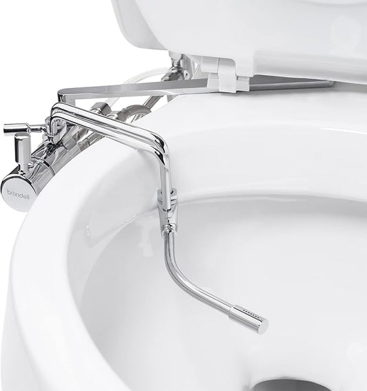 Brondell SMB-25 Side Mounted Manual Bidet Attachment for Toilet Seats with Adjustable Sprayer and Water Pressure, Thin Profile, Chrome (Dual Temperature), X-Large