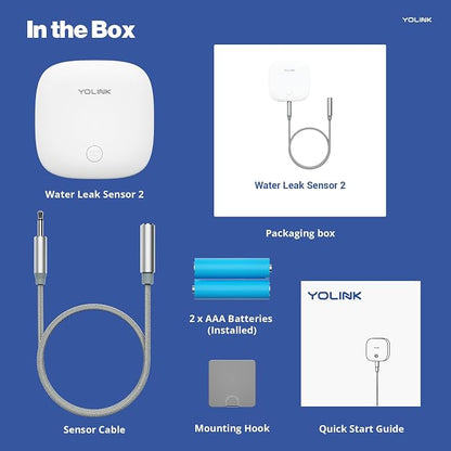 YoLink Water Leak Sensor 2,1/4 Mile World's Longest Range Smart Home Water Leak Sensor,Water Leak Detector with Built-in Siren Up to 105dB,Works with Alexa and IFTTT-YoLink Hub Required,YS7904-UC