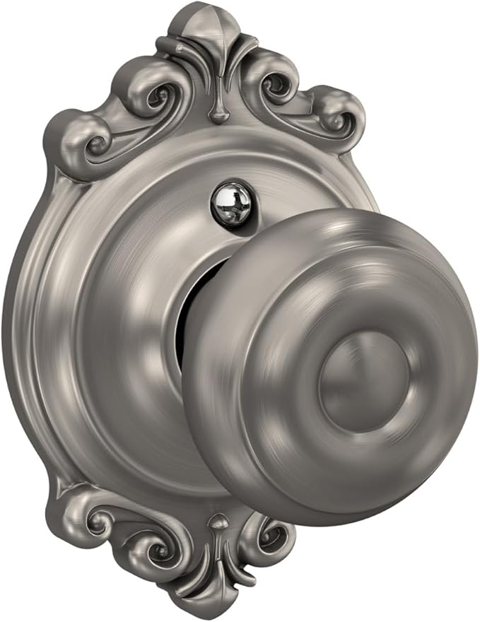 SCHLAGE F10 GEO 619 BRK Brookshire Collection Georgian Passage Knob, Satin Nickel